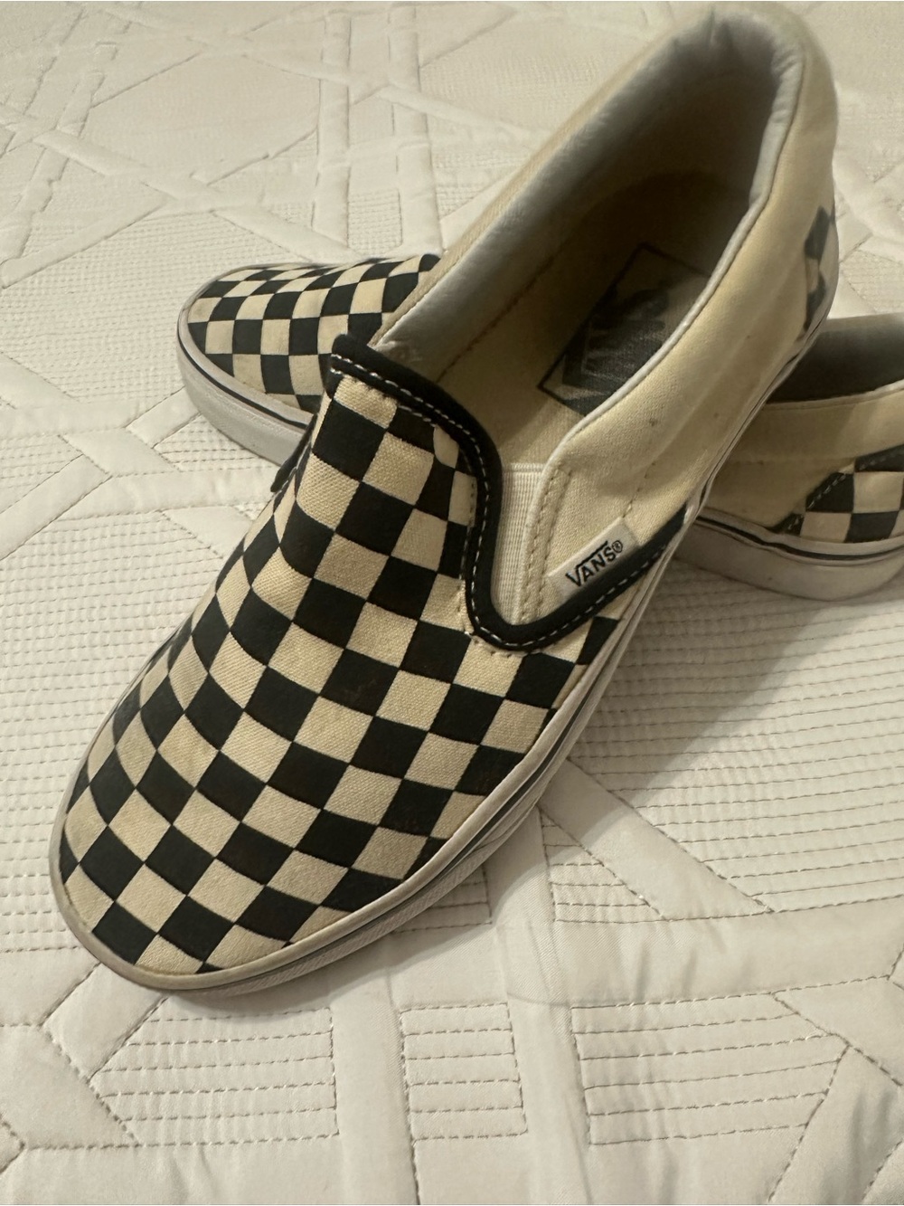 Vans Classic Slip-On Checkerboard Black and Cream Sneakers